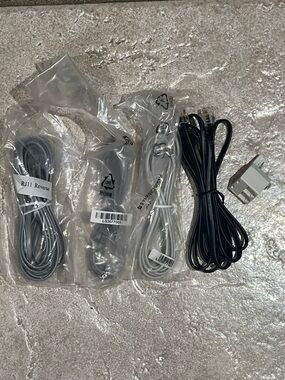 Telephone Handset & RJ11 Accessory Cable Kit - Black, Gray, White